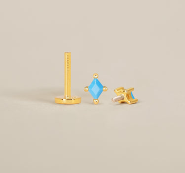 Turquoise Cut Flat Back Labret