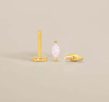 White Opal Marquise Flat Back Labret