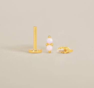 White Opal Twin Flat Back Labret