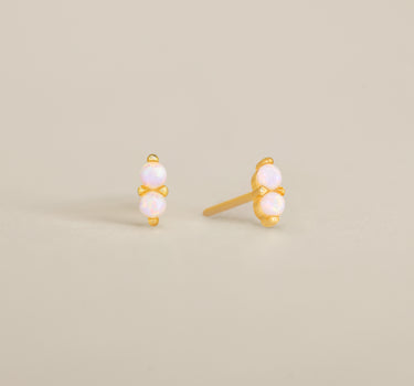 Twin White Opal Studs