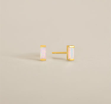 Baguette White Opal Studs