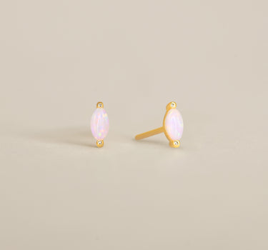 Single Marquise White Opal Studs