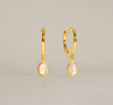White Opal Dangle Hoops