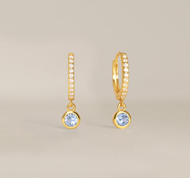 Paved Dangle Zircon Gemstone Hoops