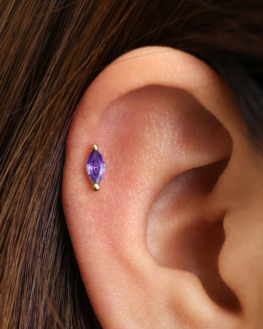 Amethyst Marquise Flat Back Labret 
