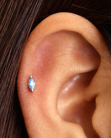 Aquamarine Marquise Flat Back Labret 
