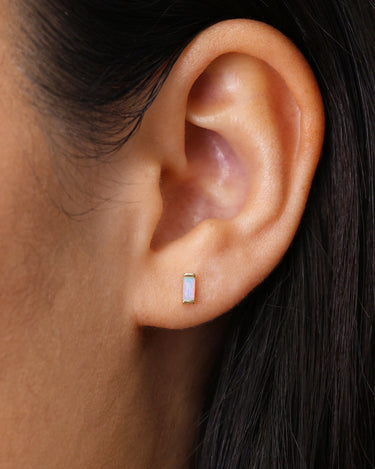 Baguette Blue Opal Studs 