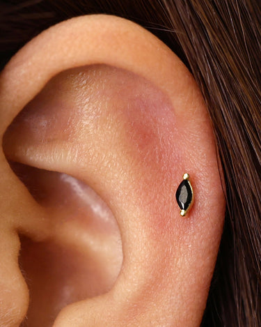 Black Onyx Marquise Flat Back Labret 
