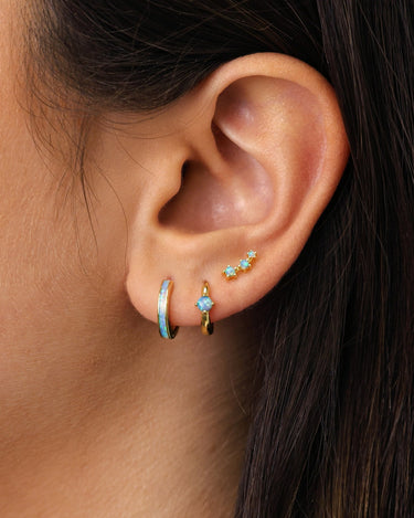 Blue Opal Stone Huggies 