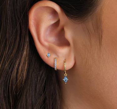 Aquamarine Cut Dangle Ear Stack