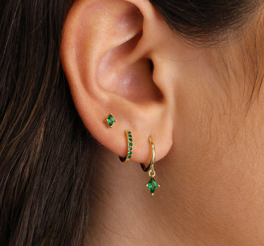 Emerald Cut Dangle Ear Stack