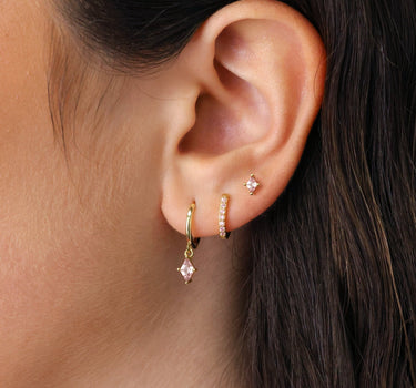 Pink Tourmaline Cut Dangle Ear Stack