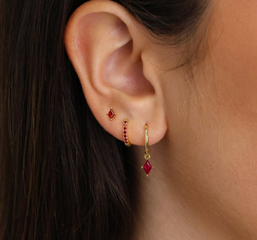 Ruby Cut Dangle Ear Stack