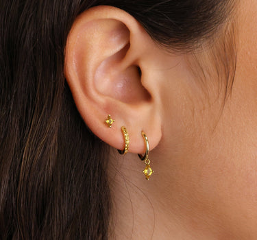 Topaz Cut Dangle Ear Stack