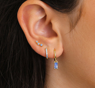 Aquamarine Solid Baguette Cut Ear Stack