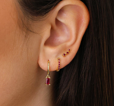 Ruby Solid Baguette Cut Ear Stack