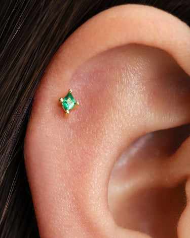 Emerald Cut Flat Back Labret 