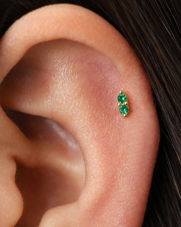 Emerald Twin Flat Back Labret 