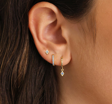 Aquamarine Geometric Dangle Ear Stack
