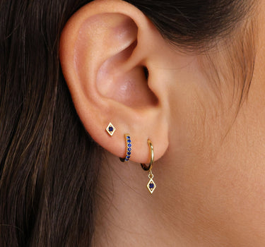 Sapphire Geometric Dangle Ear Stack
