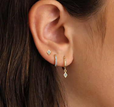 Zircon Geometric Dangle Ear Stack