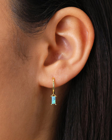 Blue Opal CHLOE Baguette Hoops 