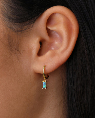Blue Opal CHLOE Baguette Hoops 