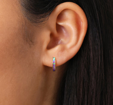 Purple Opal Inlay Hoops 
