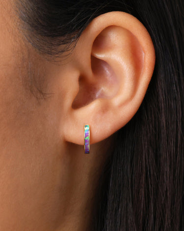 Purple Opal Inlay Hoops 