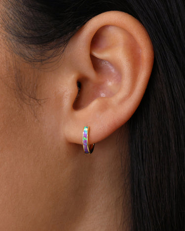 Purple Opal Inlay Hoops 