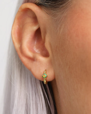 Garden Green Opal Stone Huggies 