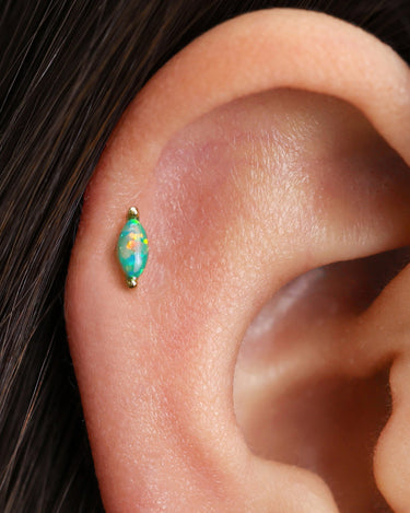 Green Opal Marquise Flat Back Labret 