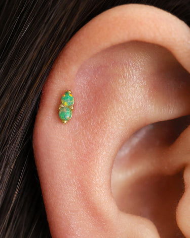 Green Opal Twin Flat Back Labret 