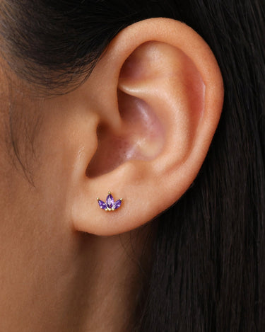 Marquise Flower Amethyst Studs 