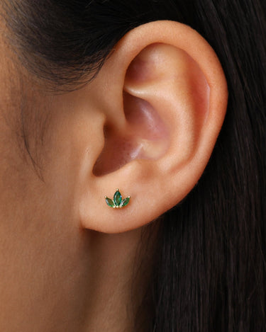 Marquise Flower Emerald Studs 
