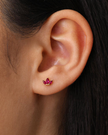 Marquise Flower Ruby Studs 