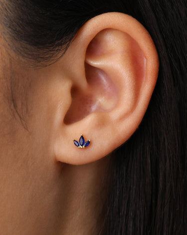 Marquise Flower Sapphire Studs 