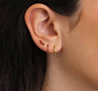 Ruby Huggie Hoop Stack