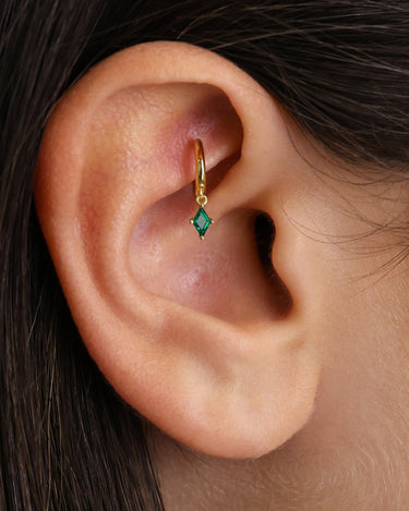 Mini Charlotte Emerald Hoops 