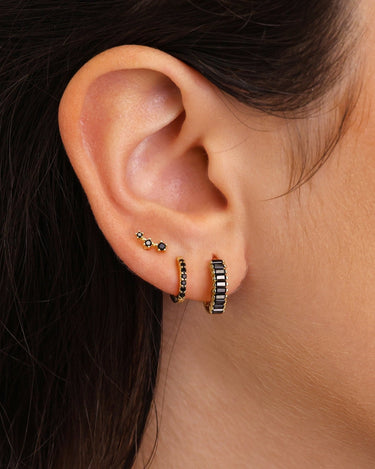 Paved Black Onyx Baguette Hoops 