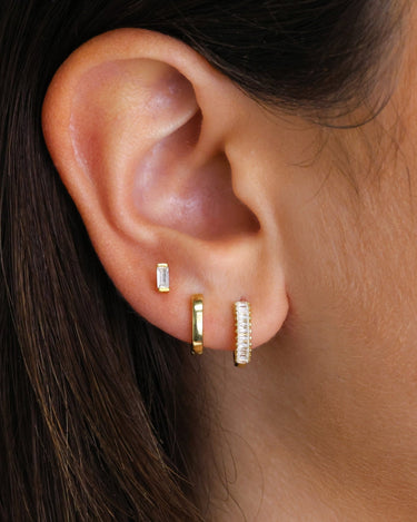Paved Diamond Baguette Hoops 