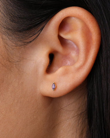 Single Marquise Amethyst Studs 