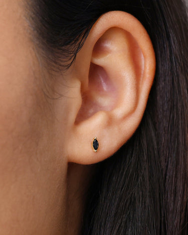 Single Marquise Black Onyx Studs 