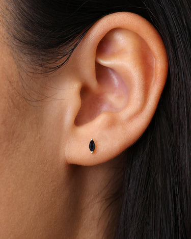 Single Marquise Black Onyx Studs 
