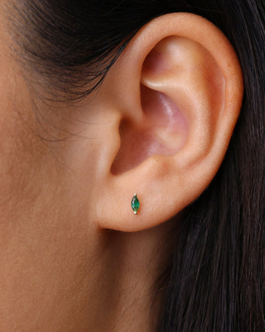 Single Marquise Emerald Studs 