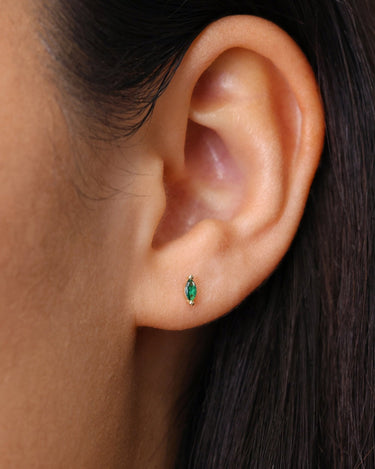 Single Marquise Emerald Studs 
