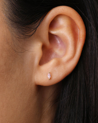 Single Marquise Pink Tourmaline Studs 