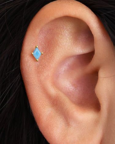 Turquoise Cut Flat Back Labret 