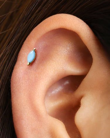 Turquoise Marquise Flat Back Labret 