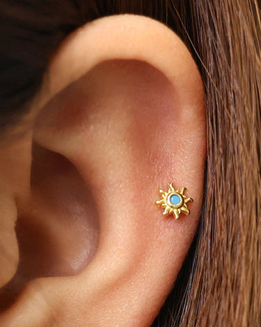 Turquoise Sun Flat Back Labret 